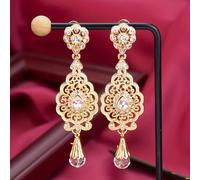 TEMU Pendientes de Estilo Étnico para Mujeres Árabes con Diseño de Flor y Cuentas, Incrustadas con Pedrería, Joyería Musulmana para y Boda, Decoración de , Regalo de Eid