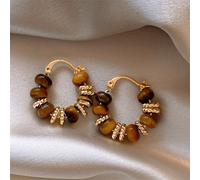 TEMU Pendientes de piedra , pendientes retro de moda francesa, pendientes de oro chapado en piedra , regalo de Pascua, regalo de Halloween y Navidad.