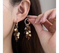 TEMU Pendientes de tachuelas con borlas y cuentas de de 2 piezas, estilo francés vintage, para mujer, para otoño/invierno, accesorios de oreja versátiles, elegantes, de , a y minimalistas