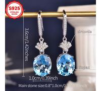 TEMU Pendientes de topacio natural plateado 925 - Elegantes, de moda, lujosos y sofisticados. Perfectos para de San Valentín, de la , , Navidad y Acción de Gracias como regalo para tu ser .