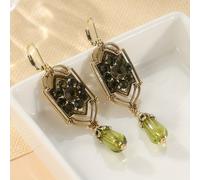 TEMU Pendientes decorativos de las épocas victorianas y eduardianas con estilo , hechos con circonita sintética verde y