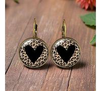 TEMU Pendientes redondos de vidrio con diseño de minimalista y estampado de leopardo, joyería de moda ilustrada, regalo, sin batería