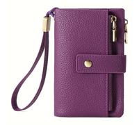 TEMU Pequeña Multifuncional para Mujer, Simple con Estampado de y Diseño Doblable que Ranuras Para Tarjetas e Bolsillo Cremallera