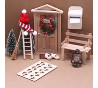 TEMU Pequeñas decoraciones navideñas para una casa de muñecas, que incluyen un sombrero y una bufanda , una corona, un árbol pequeño, una lámpara de aceite, una de , un y adiciones para un de