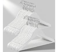 TEMU Perchas De Madera Para Niños Paquete De 20 Con Barra Para Pantalones, Muescas En Hombros Y Gancho Giratorio, 35 Cm Y Plateado