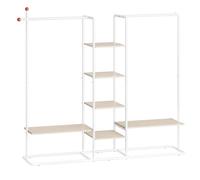 TEMU Perchero, Armario Abierto, 6 Estantes de Almacenaje, 2 Barras, Ganchos de , Armario de Dormitorio