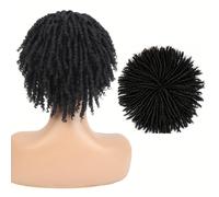 TEMU Peruca de 8 pulgadas de pelo sintético para dreadlocks inferior de gran red y 4 clips - /kinky afro, densidad para mujeres y hombres, natural para uso diario y ocasiones especiales, versátil, .