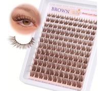 TEMU Pestañas en Marrón con Natural, Banda Invisible, Extensiones de Pestañas Wispy que Van desde 8-16Mm en Curva D, Banda Transparente para Clusters Individuales, Pestañas Marrones Densas, 132pcs