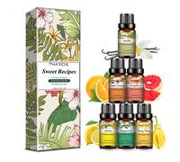 TEMU PHATOIL Juego de Regalo de Aceites Aromáticos Dulces Recetas de 6 piezas 10ml/0.33fl.oz para Difusores y Fabricación de Velas con Aceite de , , , Limón, Naranja ,
