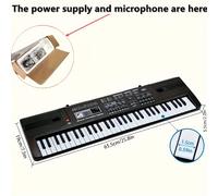TEMU Piano electrónico de 61 teclas con micrófono y atril, con sugerencia de inteligente y acompañamiento de para de ocio para adultos (batería no incluida)