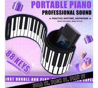TEMU Piano electrónico enrollable de para principiantes, con altavoces duales, adecuado para adultos y nuevos aprendices, con un diseño de enchufe.