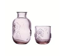 TEMU Pica de vidrio con diseño floral elegante y capacidad grande, para , té helado y bebidas, con . Diseño grabado floral. Vidrio duradero.