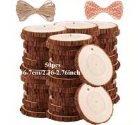 TEMU Piezas de madera sin acabar en tamaños 20/25/50, con agujeros y anillos, ideales para pintura y manualidades para y Navidad, perfectas para diversas decoraciones navideñas