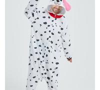 TEMU Pijama con Capucha para Hombre con Estampado de Perro Manchado - Forro Polar , Murciélago, Bata de Dormir para Otoño/Invierno - para Fiestas de Halloween y Navidad