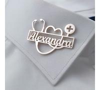 TEMU Pin Personalizado para Estetoscopio, Pin de para Médicos y Enfermeras, Placa de Acero Inoxidable, Accesorio Versátil para a Día, Joyería para Mujeres, Solo en Inglés
