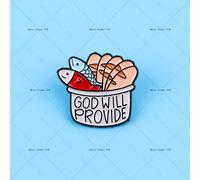 TEMU Pines de Esmalte con un Dibujito de 'GOD WILL PROVIDE' con Pan y Pescado, Perfectos para Mochilas, Maletas y Como Adiciones de Moda o Regalos, Vendidos Individualmente
