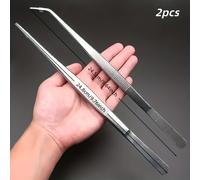 TEMU Pinzas de Acero Inoxidable de Resistencia con Mango Largo - Punta y Curva para Bonsái, Acuarios, Reparación de Electrónicos - Duraderas y de Precisión, Ideales para Hogar, Oficina y