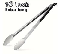 TEMU Pinzas para Parrilla de Acero Inoxidable Extra Largas - Pinzas de Servicio con Bloqueo de 16" para Cocinar, Ensaladas, Pan, y Buffet - Herramienta de Cocina para Lavavajillas