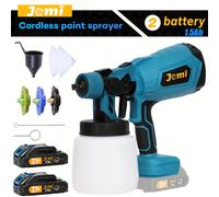 TEMU Pistola de pintura inalámbrica Jemi, pistola de pintura HVLP, contenedor de 1000 ml, ancho de pulverización ajustable, 3 boquillas y 3 patrones, para muebles y pintura del hogar.