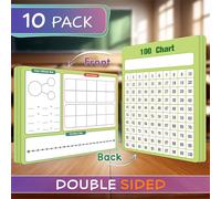 TEMU Pizarra Blanca de 10 Hojas Cara Borrable - Tablas de Matemáticas Portátiles para Hogar y Aula, Herramienta de Enseñanza con 10 Líneas Numéricas (0-100) para Práctica de Aritmética