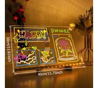 TEMU Pizarra de Mensajes Borrable con Iluminación LED y Porta Bolígrafos - Gran Tablero de Acrílico Ideal para Oficina, , Cafetería - Pizarra Luminosa Reutilizable con Luz Incorporada