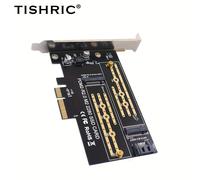 TEMU Placa Adaptadora TISHRIC Dual M.2 NVMe a PCIe 4X, Soporte de B/M, Compatible con Discos Duros 2230-2280, de Alimentación Sin Carga, No Requiere Batería, PCIe | Diseño Eficiente | Conexión