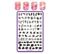 TEMU Placa de Estampado de Uñas, Plantilla de Acero Inoxidable de 9.5*14.5cm, Herramienta de Uñas DIY con Cubierta Trasera , Placa de Estampado