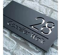 TEMU Placa de número de casa de acrílico por láser personalizable - de dirección con capa y opaca con digital, se puede en la pared para y negocios, varios colores, de metal opcional, 2D