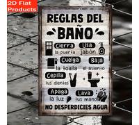 TEMU Placa Decorativa 2D y Adorno - Letrero de Madera Reglas del Baño en Español, para Paredes, Estilo , Diseño Fácil de Colgar, Idea de Regalo , 2D