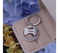 TEMU Placa Redonda Personalizada Antipérdida para Mascotas, Llavero de Hueso de Acero Inoxidable con y Teléfono, Cadena de Claves por la Pérdida del Perro