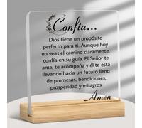 TEMU Placa Religiosa Inspiracional en Español "... en " - Letrero Bilingüe con Acrílico 2D para Hogar, o Sala de Oración - Decorativo y Regalo Ideal para Creyentes, 2D Flat
