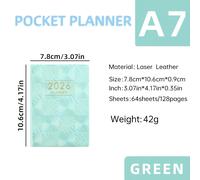 TEMU Planificador A7 Especificación 2026, Planificador Semanal Delgado, Mini Cuaderno de Bolsillo Color Luz de Estrella, Planificador Diario con Cubierta Láser Colorida, Tamaño A7: 3.07in X 4.17in