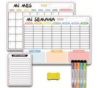 TEMU Planificador Semanal Mensual Magnético Pizarra Blanca Calendario de Nevera Calendario Alemán Español Pegatina Magnética de Mensaje Extraíble