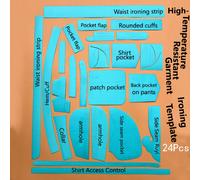 TEMU Plantilla auxiliar para planchar y dar forma a ropa, regla para planchar y dar forma a piezas de ropa, resistente a altas temperaturas, un juego de 24 piezas