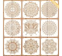 TEMU Plantillas Reutilizables de Mandala 9pcs 12x12'' - Plantilla para Pintar Madera, Suelo, Pared, Azulejo, Tela y Muebles - Esténciles para Muebles