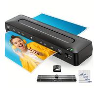 TEMU Plastificadora A3 + Cortador de Papel y Redondeador de Esquinas + 5 Hojas de Film A3/A4/A5/A6 Una | Adecuada para Uso en Oficina Como en el Hogar | Estándar UE