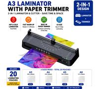 TEMU Plastificadora A3 Transfronteriza, Máquina Multifuncional Todo en Uno para Cortar Film, Bolsas de Plastificadora A3/A4/A5/A6 5 unidades Una, Estándar UE, Uso en Oficina y Hogar