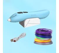 TEMU Pluma 3D de CRH - Pluma 3D, Batería de 500mAh, Recambio de Filamento PCL en 12 Colores con Guía de Plantillas y Manual de Usuario, Azul