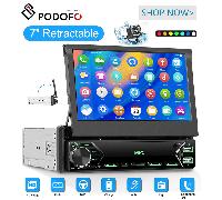 TEMU Podofo 1 DIN Radio para Coche Inalámbrica con Pantalla Extensible Manual de 7 Pulgadas con Radio FM SWC Tipo-C AUX Cámara de , Auto