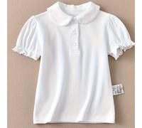 TEMU Polo de manga corta con cuello de encaje para niña, camiseta para niña, versión para de jardín de