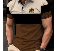 TEMU Polo de manga corta para 2025, estampado 3D de oso animal, , y transpirable, adecuado para exteriores, ocio, vacaciones y ocasiones de negocios, polo casual de cuello regular.