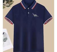 TEMU Polo de manga corta para niño con cuello acanalado, camiseta casual