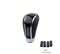 TEMU Pomo de cambio universal de 5 velocidades para transmisión manual/automática, con acabado en cuero PU negro y plateado para coche