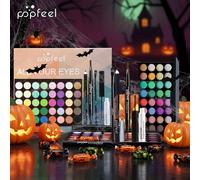 TEMU POPFEEL Kit Completo de Maquillaje para Halloween con Guía - Paleta Facial, de Ojos, Labial, Máscara y Pinceles/ Similar al Uso Fácil en Disfraces (Aplicación Húmeda/) - Set Todo-en-Uno Belleza