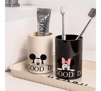 TEMU Porta cepillo de dientes de y Minnie Mouse de Disney - Diseño de dibujos animados lindo, taza de baño duradera de resina para , regalo de boda, tema de buenos días, y negro, portacepillo de baño.