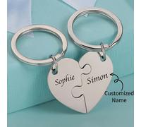 TEMU Porta Llaves de Rompecabezas de Personalizado - Grabados para , Regalo Romántico para San Valentín, Aniversario o - de Amor para Él y Ella - Diseño Duradero en Metal con Piezas de e Anilla