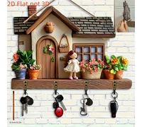 TEMU Porta Llaves Multifuncional de Madera 2D y Estiloso con Ganchos e Destornillador - Decoración para Pared, Adorno de Porche, Decoración Temporal del Hogar