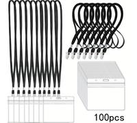 TEMU Porta Tarjetas de Identificación y Lanyards de Plástico Transparente con Clip para Insignias de 25/50/100pcs