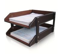 TEMU Portadocumentos de Capa en Tejido Liso y Marrón, Bandeja Organizadora de Oficina en Cuero PU