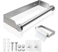TEMU Portarrollos de Papel de Cocina de Pared, Acero Inoxidable de 28 cm con Tornillos, Adecuado para Cocina, Baño y - Plateado
